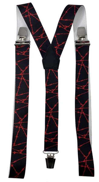 Grote foto prikkeldraad zwart rood bretels met extra sterke clips kleding dames riemen