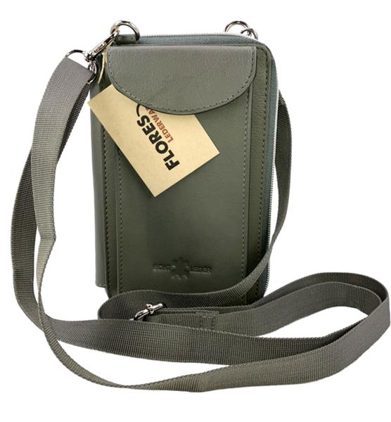 Grote foto leren rechthoekig portemonneetasje grijs met telefoonvak sieraden tassen en uiterlijk schoudertassen
