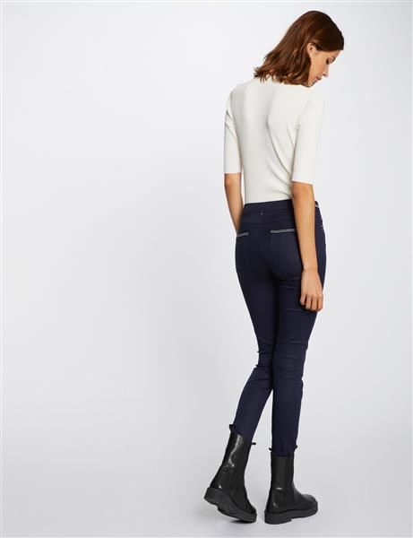 Grote foto slim trousers with wet effect 212 palona navy kleding dames broeken en pantalons