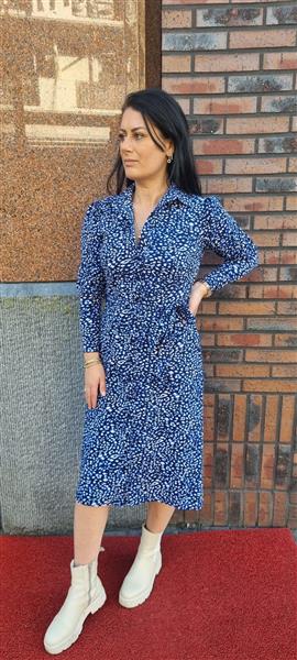 Grote foto travel jurk leopard print 2327 cobalt kleding dames jurken en rokken