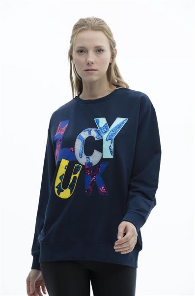 Grote foto oversized sweater met print lucky kleding dames t shirts