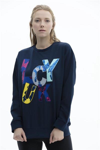 Grote foto oversized sweater met print lucky kleding dames t shirts