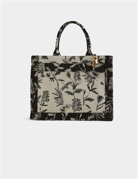 Grote foto shopper bag with vegetal print 232 2libecab black sieraden tassen en uiterlijk rugtassen