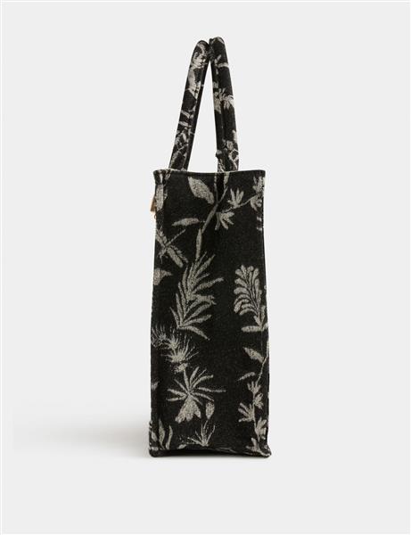 Grote foto shopper bag with vegetal print 232 2libecab black sieraden tassen en uiterlijk rugtassen