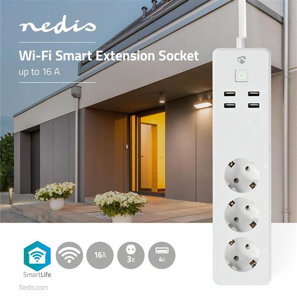 Grote foto wi fi smart stekkerdoos 3x schuko type f 4x usb 16 a doe het zelf en verbouw inbraaksystemen