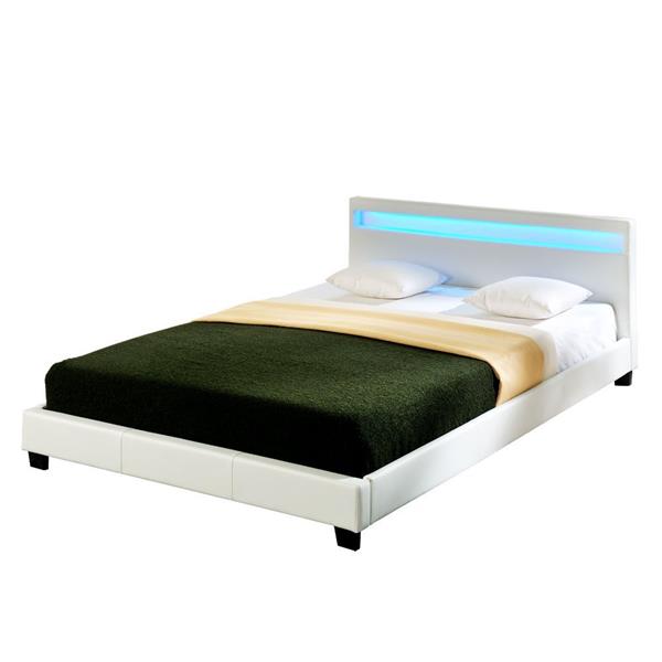 Grote foto bed parijs met led verlichting bedbodem 140x200 cm wit huis en inrichting bedden