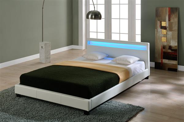 Grote foto bed parijs met led verlichting bedbodem 160x200 cm wit huis en inrichting bedden
