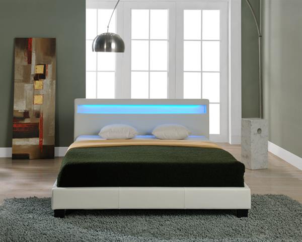 Grote foto bed parijs met led verlichting bedbodem 160x200 cm wit huis en inrichting bedden