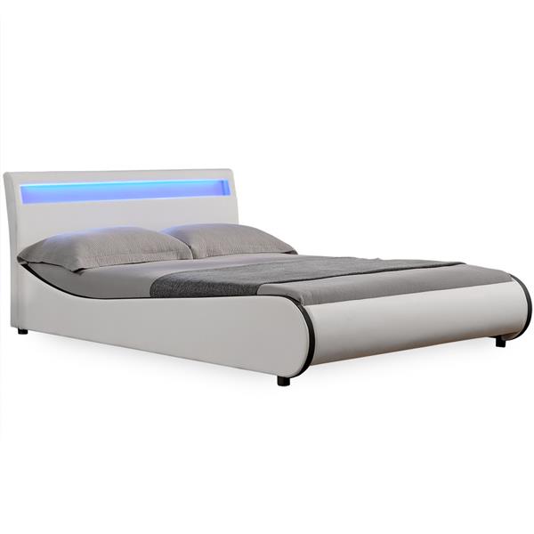 Grote foto valencia led bedframe kunstleer 180x200 cm wit huis en inrichting bedden