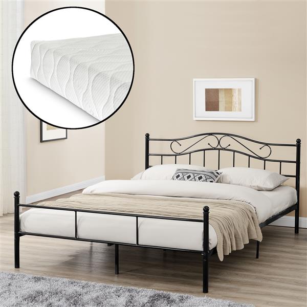 Grote foto metalen bedframe florenz incl. matras 140x200 cm zwart huis en inrichting bedden