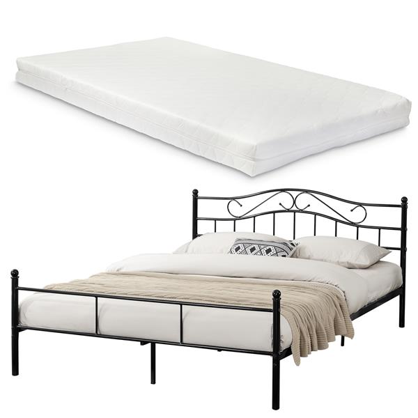 Grote foto metalen bedframe florenz incl. matras 140x200 cm zwart huis en inrichting bedden