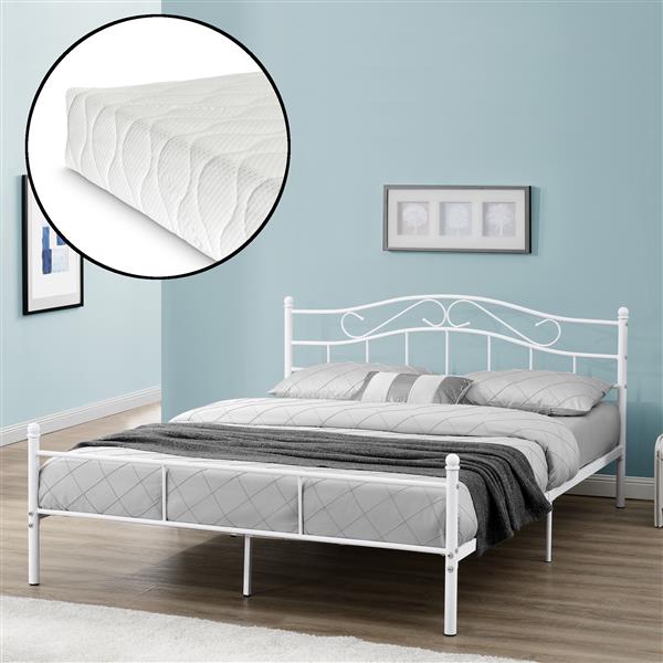 Grote foto metalen bedframe florenz incl. matras 160x200 cm wit huis en inrichting bedden