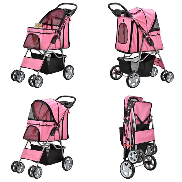 Grote foto hondenbuggy met 4 wielen 73x46x100 cm max. 15 kg roze dieren en toebehoren toebehoren