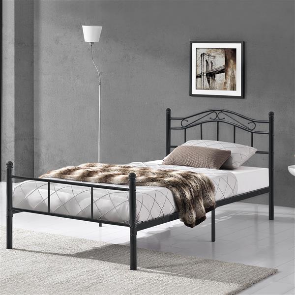 Grote foto metalen bedframe twijfelaar incl. bedbodem 120x200 cm zwart huis en inrichting bedden