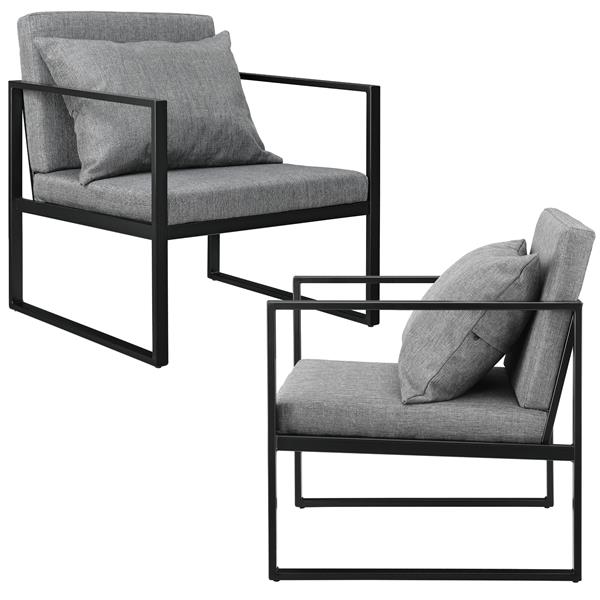 Grote foto design fauteuil met kussens 70x60x60 cm set van 2 donkergrijs huis en inrichting stoelen