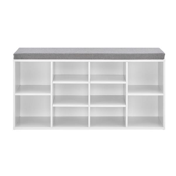 Grote foto schoenenkast 103x30x48 cm met zitkussen donkergrijs en wit huis en inrichting overige