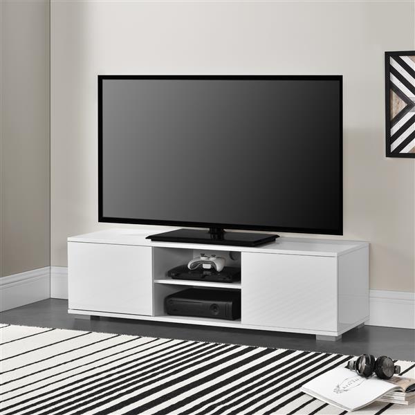 Grote foto tv meubel seattle tv kast mdf 34 5x120x40 cm wit hoogglans huis en inrichting overige