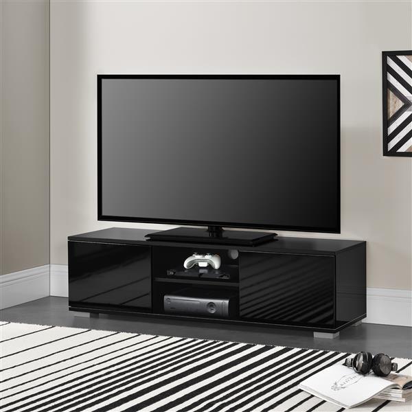 Grote foto tv meubel seattle tv kast mdf 34 5x120x40 zwart hoogglans huis en inrichting overige