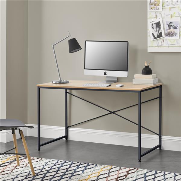 Grote foto bureau nice 120x60x72 cm spaanplaat en metaal zwart en eiken huis en inrichting stoelen