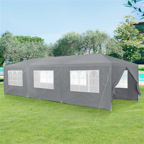 Grote foto paviljoen partytent met 8 zijwanden 9x3x2 55 m donkergrijs tuin en terras tuinmeubelen