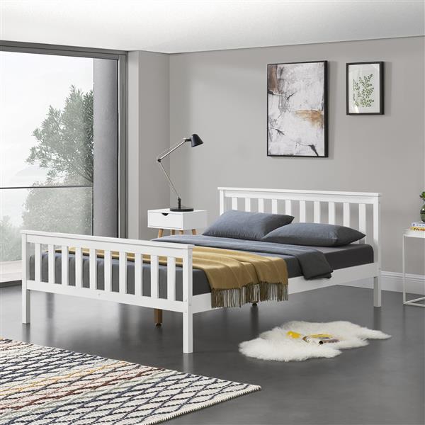 Grote foto houten bed sterk massief grenen bedframe 140x200 cm wit huis en inrichting bedden