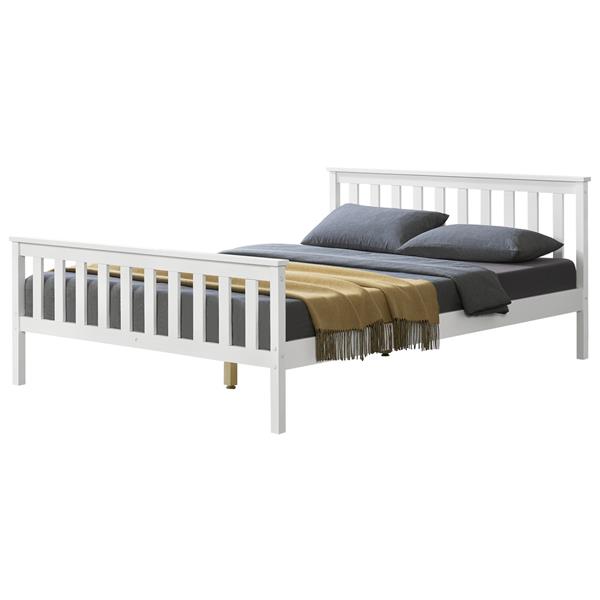 Grote foto houten bed sterk massief grenen bedframe 140x200 cm wit huis en inrichting bedden