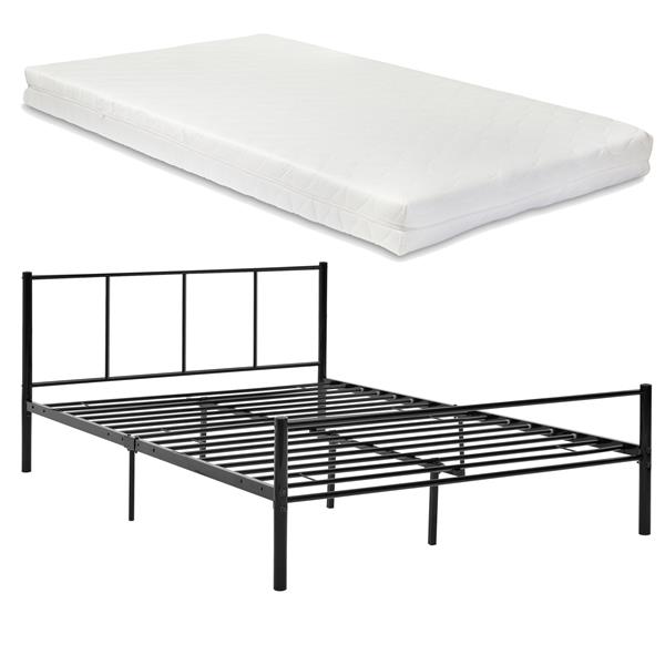 Grote foto metalen bedframe hercules incl. matras zwart 140x200 cm huis en inrichting bedden