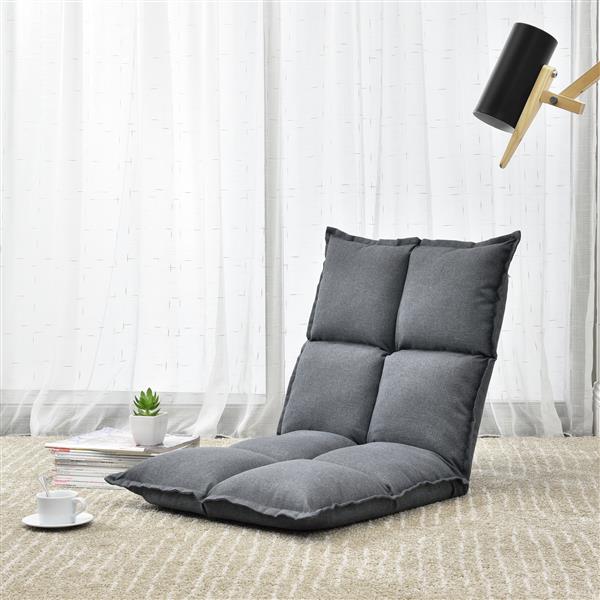 Grote foto vloerstoel loungekussen verstelbaar 110x55x11 cm lichtgrijs huis en inrichting stoelen