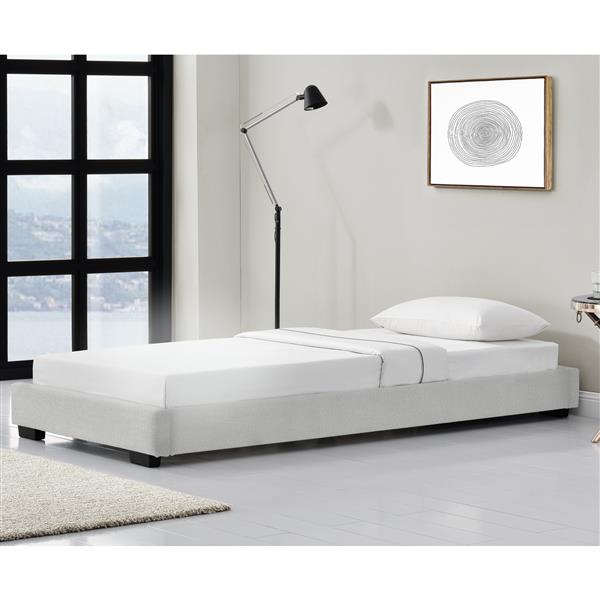 Grote foto houten bed laag kunstleer met bedbodem 90x200 cm wit huis en inrichting bedden