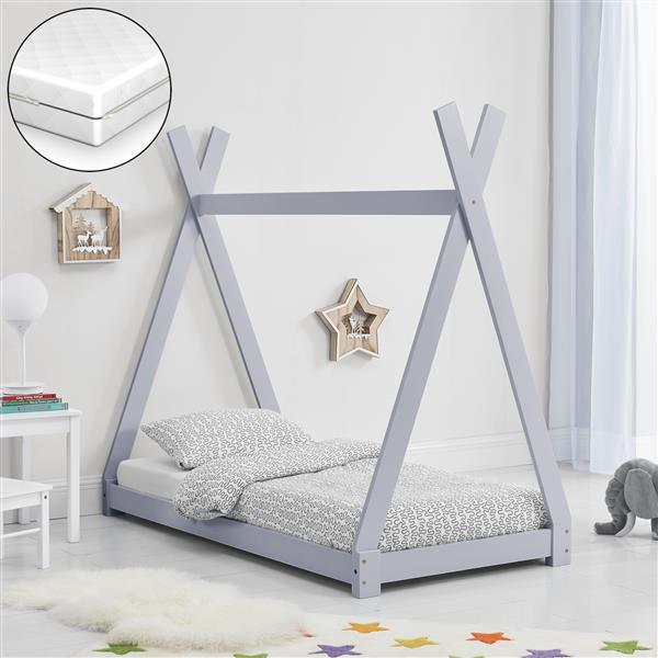 Grote foto juniorbed tipi kinderbed incl. matras 80x160 cm lichtgrijs huis en inrichting overige