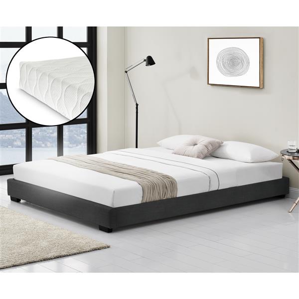 Grote foto modern bedframe kunstleer met matras 140x200 zwart huis en inrichting bedden