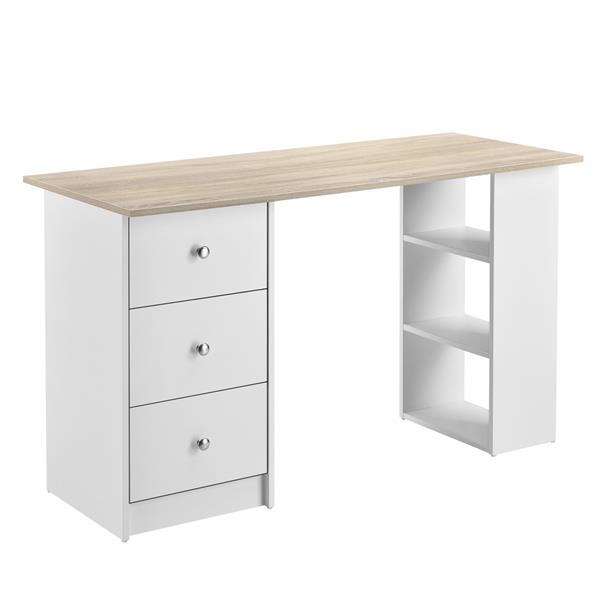 Grote foto bureau lemberg met 3 lades 120x49x72 cm wit en eiken huis en inrichting stoelen