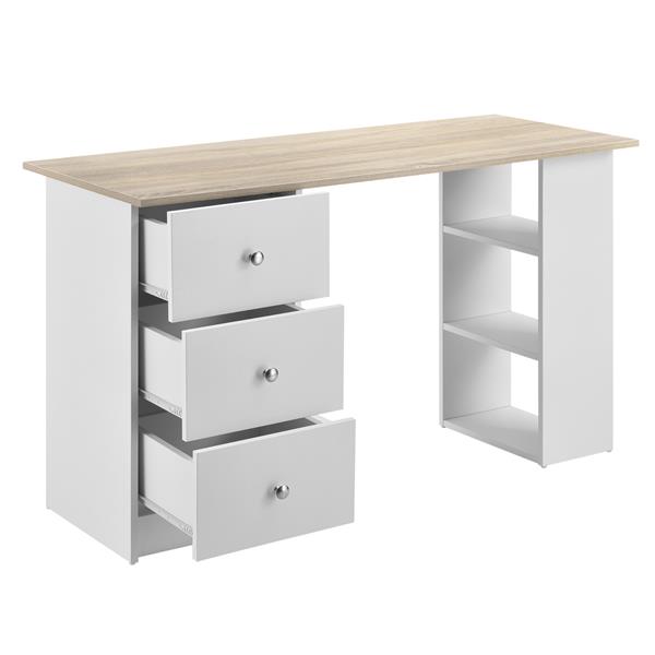 Grote foto bureau lemberg met 3 lades 120x49x72 cm wit en eiken huis en inrichting stoelen