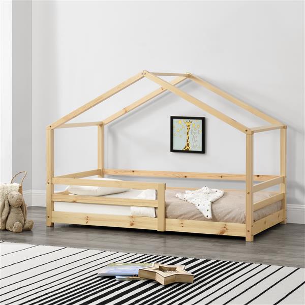 Grote foto en.casa kinderbed kn tten met uitvalbeveiliging 80x160 cm houtkleurig huis en inrichting overige