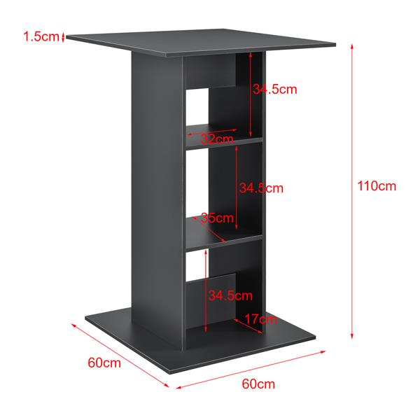 Grote foto bartafel visby met 3 planken 70x70x110 cm donkergrijs huis en inrichting eettafels