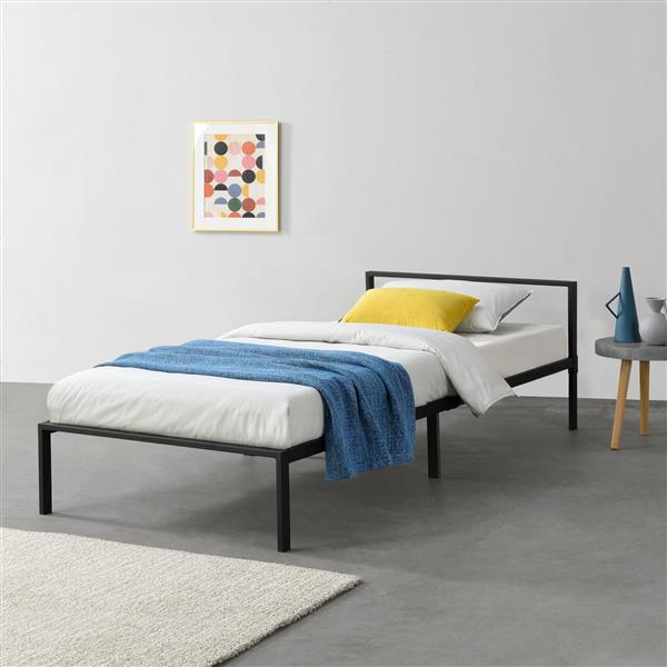 Grote foto stalen bed imatra bedframe met bedbodem 90x200 cm zwart huis en inrichting bedden