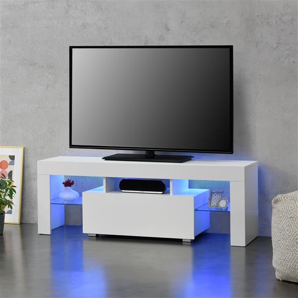 Grote foto tv meubel grimsey met led verlichting 130x35x45 cm wit huis en inrichting overige
