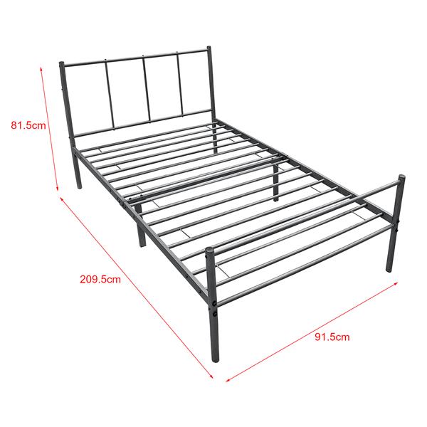 Grote foto metalen bedframe hercules incl. bedbodem 90x200 cm donkergrijs huis en inrichting bedden