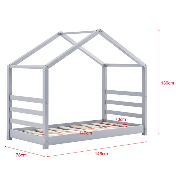 Grote foto kinderbed vardo grenen huisbed en bedbodem 70x140 grijs huis en inrichting overige