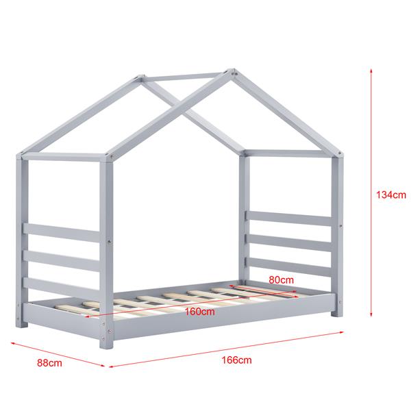 Grote foto kinderbed vardo grenen huisbed en bedbodem 80x160 grijs huis en inrichting overige