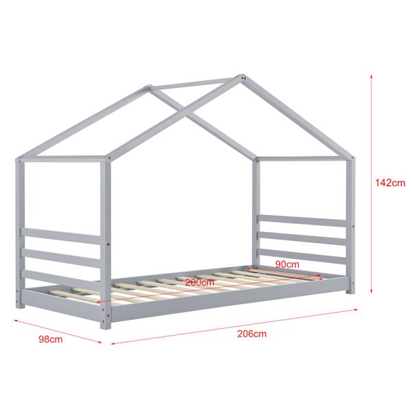 Grote foto kinderbed vardo grenen huisbed en bedbodem 90x200 grijs huis en inrichting overige