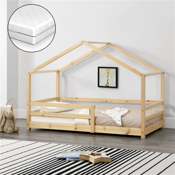 Grote foto kinderbed kn tten grenen huisbed met matras 80x160 cm hout huis en inrichting overige