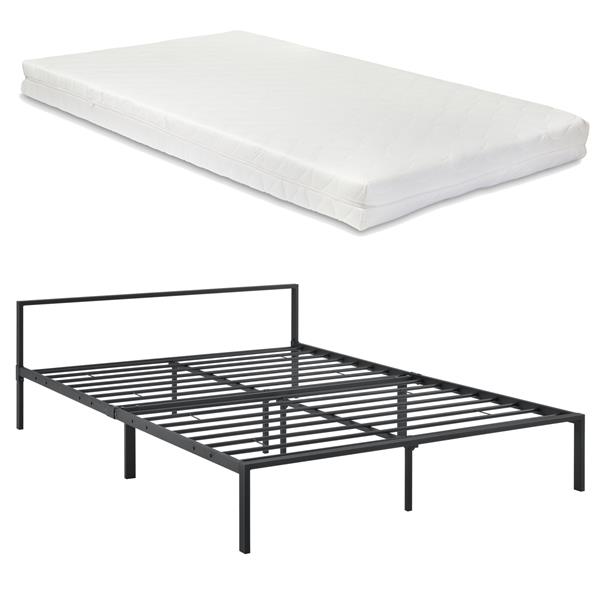 Grote foto metalen bed zeus met bedbodem en matras 140x200 cm zwart huis en inrichting bedden