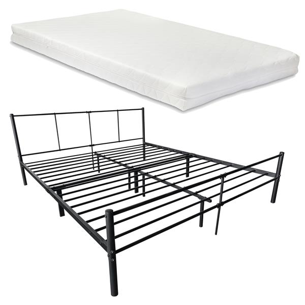 Grote foto metalen bed laos met bedbodem en matras zwart 180x200 cm huis en inrichting bedden