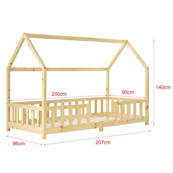 Grote foto kinderbed sisimiut met uitvalbeveiliging 90x200 cm houtkleurig huis en inrichting overige