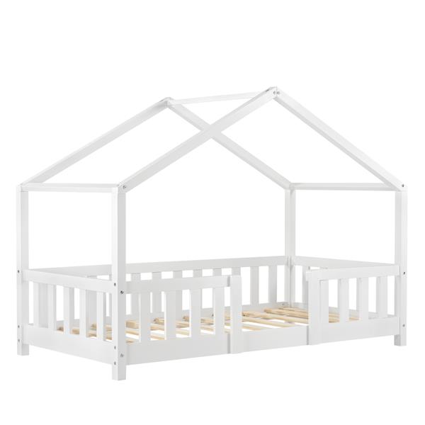 Grote foto kinderbed treviolo met uitvalbeveiliging 80x160 cm wit mat huis en inrichting overige