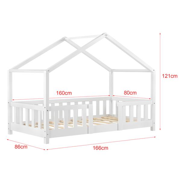 Grote foto kinderbed treviolo met uitvalbeveiliging 80x160 cm wit mat huis en inrichting overige