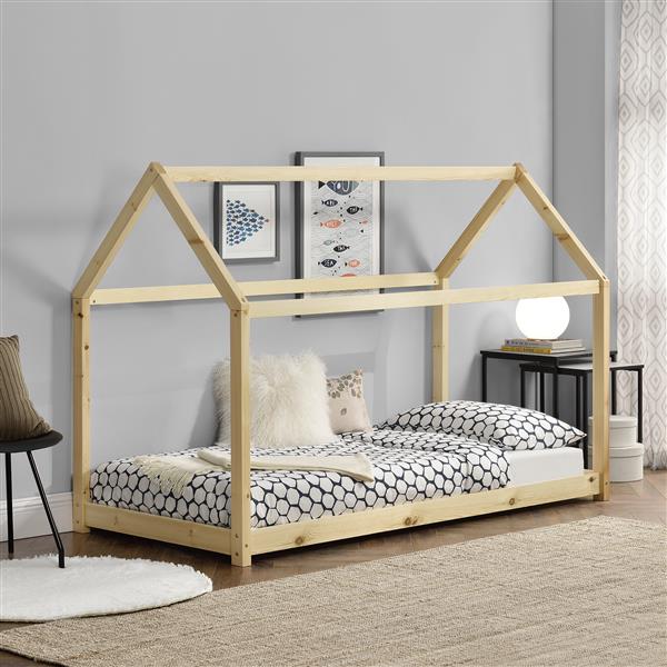 Grote foto kinderbed netstal houten bed huisbed 70x140 cm houtkleurig huis en inrichting overige