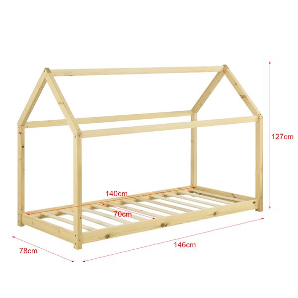 Grote foto kinderbed netstal houten bed huisbed 70x140 cm houtkleurig huis en inrichting overige