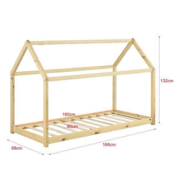 Grote foto kinderbed netstal houten bed huisbed 80x160 cm houtkleurig huis en inrichting overige